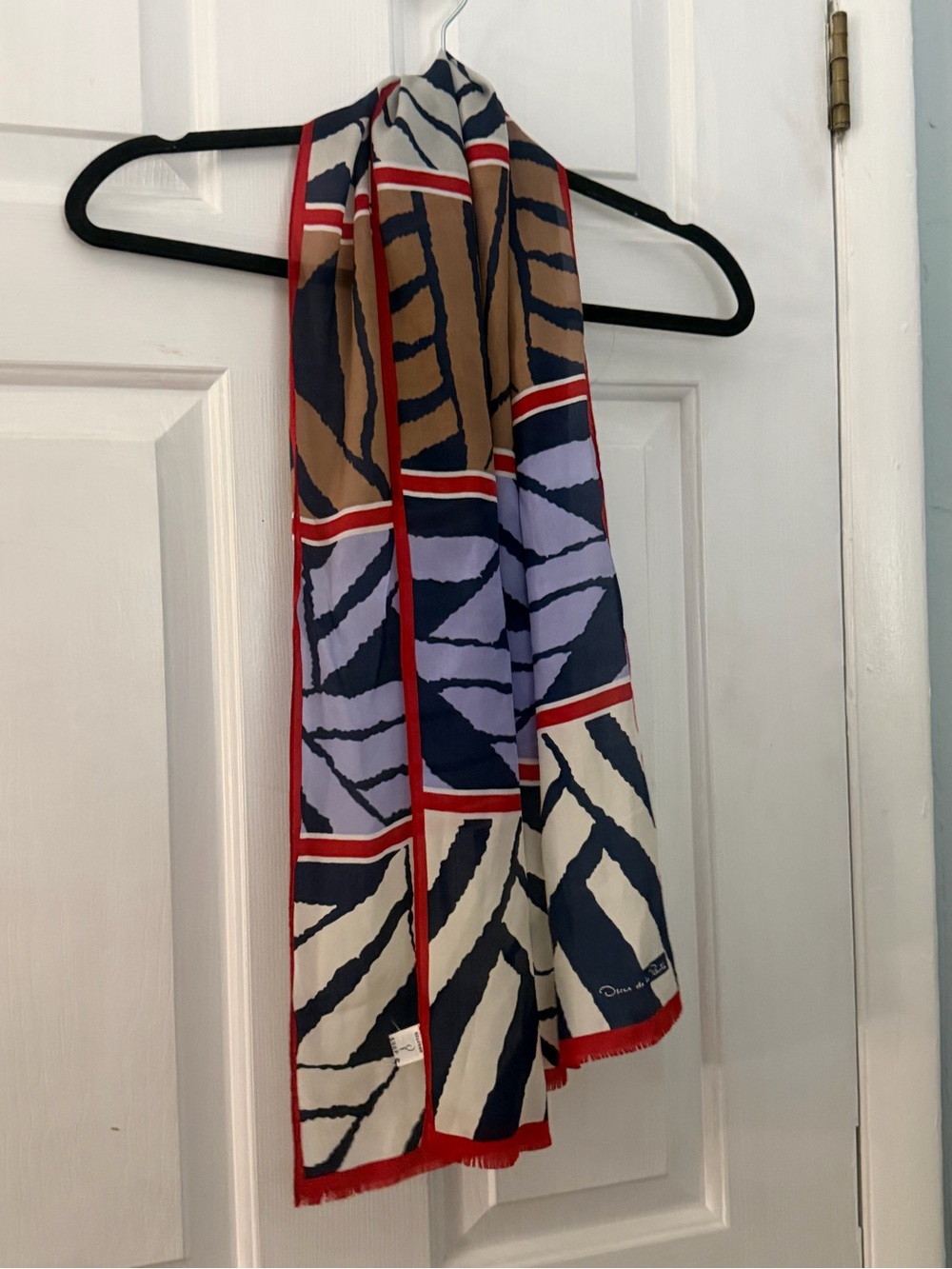 Vintage Oscar de la Renta Silk Head Neck Scarf Abstract Print Japan